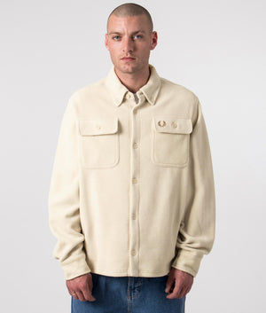 Fleece Overshirt Oatmeal, Fred Perry, EQVVS, Front, closed