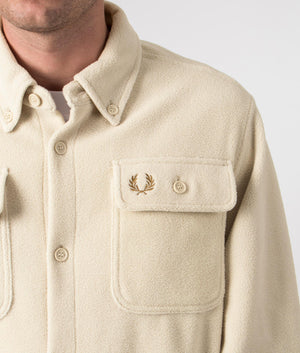 Fleece Overshirt Oatmeal, Fred Perry, EQVVS, Detail