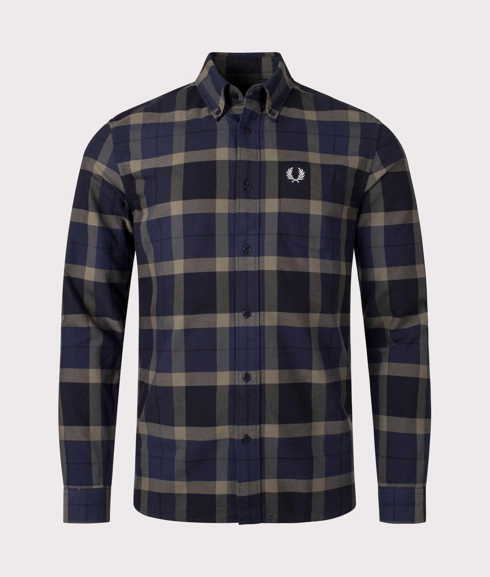 Tartan Oxford Shirt-Q55 Uniform Green-Fred Perry-EQVVS- Front- Image