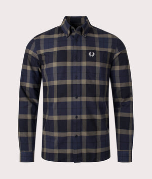 Tartan Oxford Shirt-Q55 Uniform Green-Fred Perry-EQVVS- Front- Image