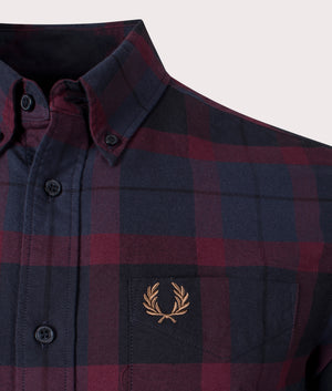 Tartan Oxford Shirt-597 Oxblood-Fred Perry-EQVVS-Detail-Image
