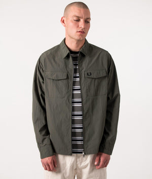 Zip-Through-Lightweight-Textured-Overshirt-Field-Green-Fred-Perry-EQVVS