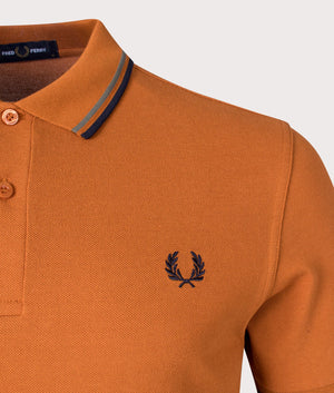Twin Tipped Fred Perry Polo Shirt- Q22 Nut Flake- Fred Perry-EQVVS-Detail-Image