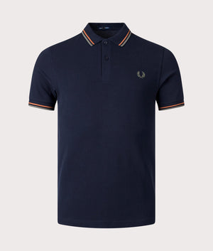 Twin Tipped Fred Perry Polo Shirt-U42 Navy-Nut Flakes-Field Green-Fred Perry-EQVVS-Front-Image