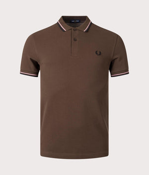 Twin Tipped Fred Perry Polo Shirt- Q21 Burnt Tobacco-Fred Perry-EQVVS-Front-Image