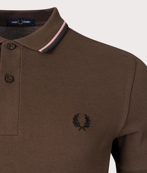 Twin Tipped Fred Perry Polo Shirt- Q21 Burnt Tobacco-Fred Perry-EQVVS-Detail-Image