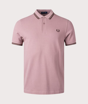Twin Tipped Fred Perry Polo Shirt-S52 dark Pink-Fred Perry-EQVVS-Front-Image