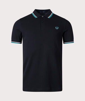Twin Tipped Fred Perry Polo Shirt-U36 Black-Ecru-Deep Mint-Fred Perry-EQVVS-Front-Shot