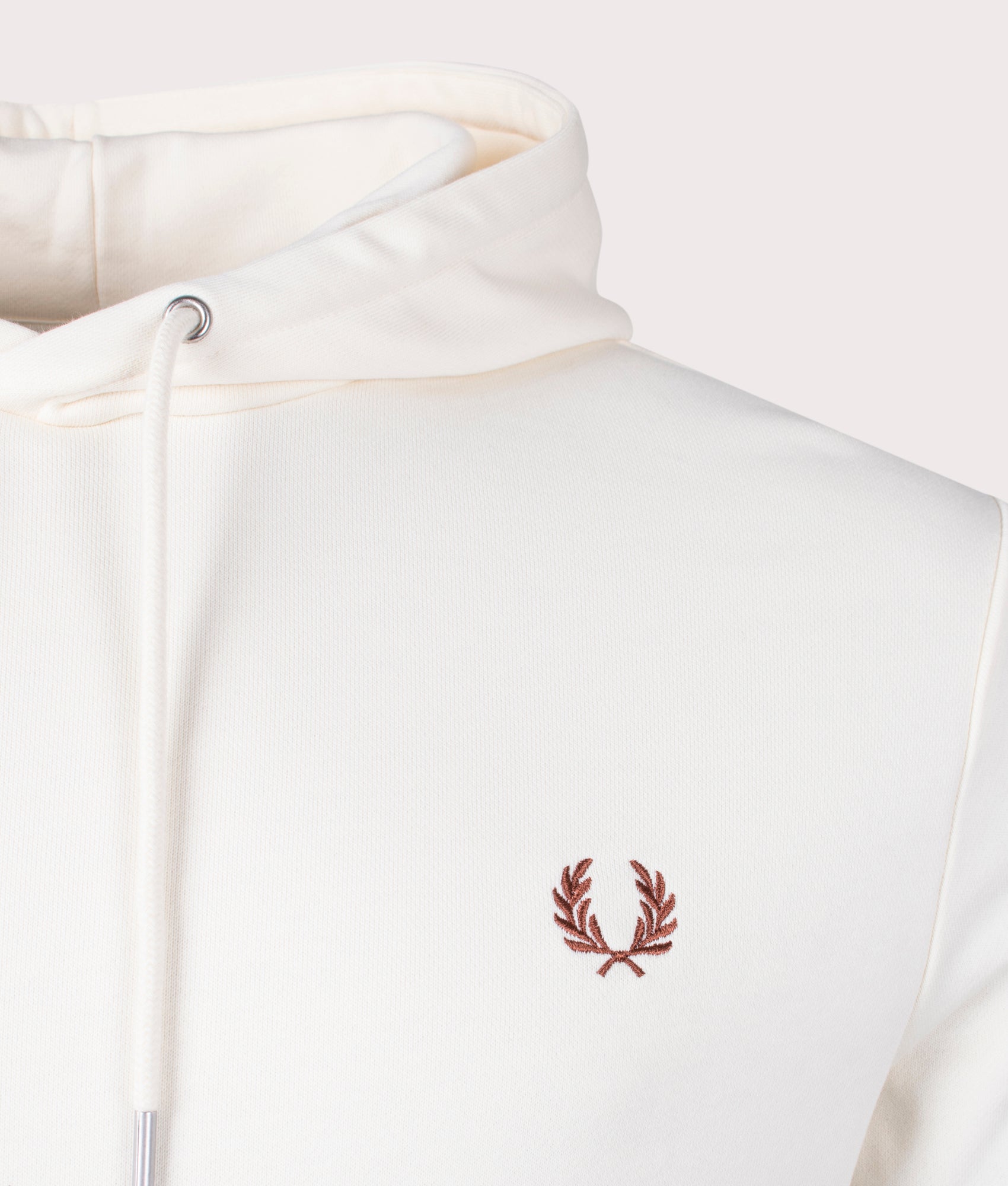 Tipped Hoodie- U09 Ecru-Whiskey Brown-Fred Perry-EQVVS-Detail- Image