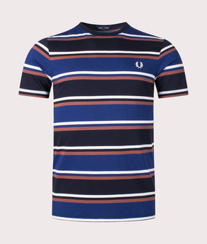 Bold Stripe T-Shirt-143 French Navy- Fred Perry-EQVVS- Front -Image