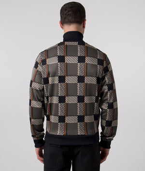 Fred Perry Glitch Tartan Track Jacket Filed Green Back Shot EQVVS