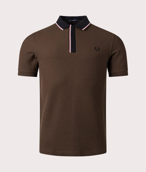 Concealed Placket Polo Shirt-Q21 Burnt-Tobacco-Fred Perry-EQVVS-Front-Image