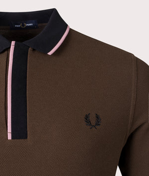 Concealed Placket Polo Shirt-Q21 Burnt-Tobacco-Fred Perry-EQVVS-Detail-Image
