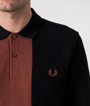Long-Sleeve-Panelled-Polo-Shirt-Black-Fred-Perry-EQVVS-Detail-Image