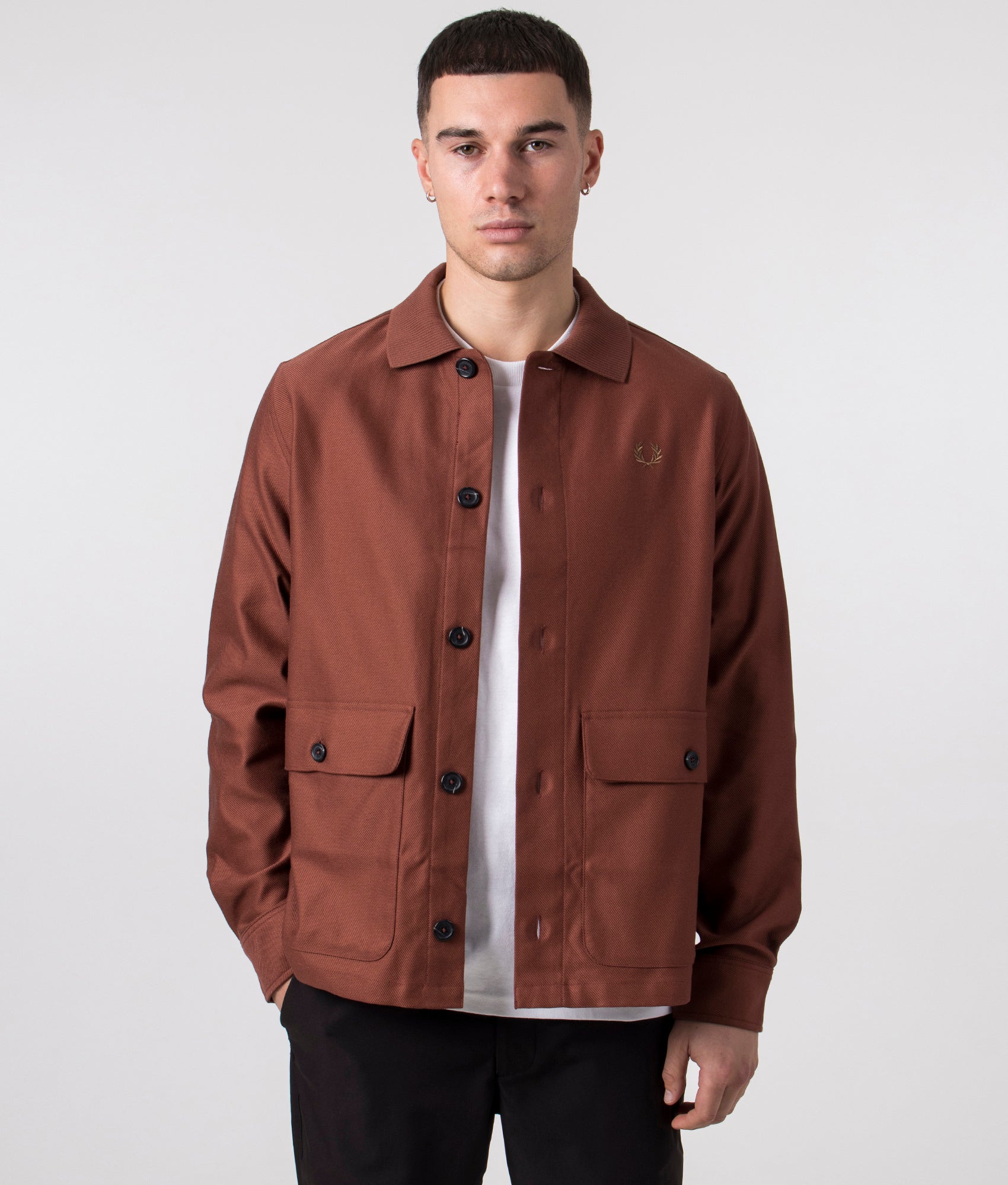 Utility-Pocket-Overshirt-S54-Whisky-Brown-Fred-Perry-EQVVS-Front-Image