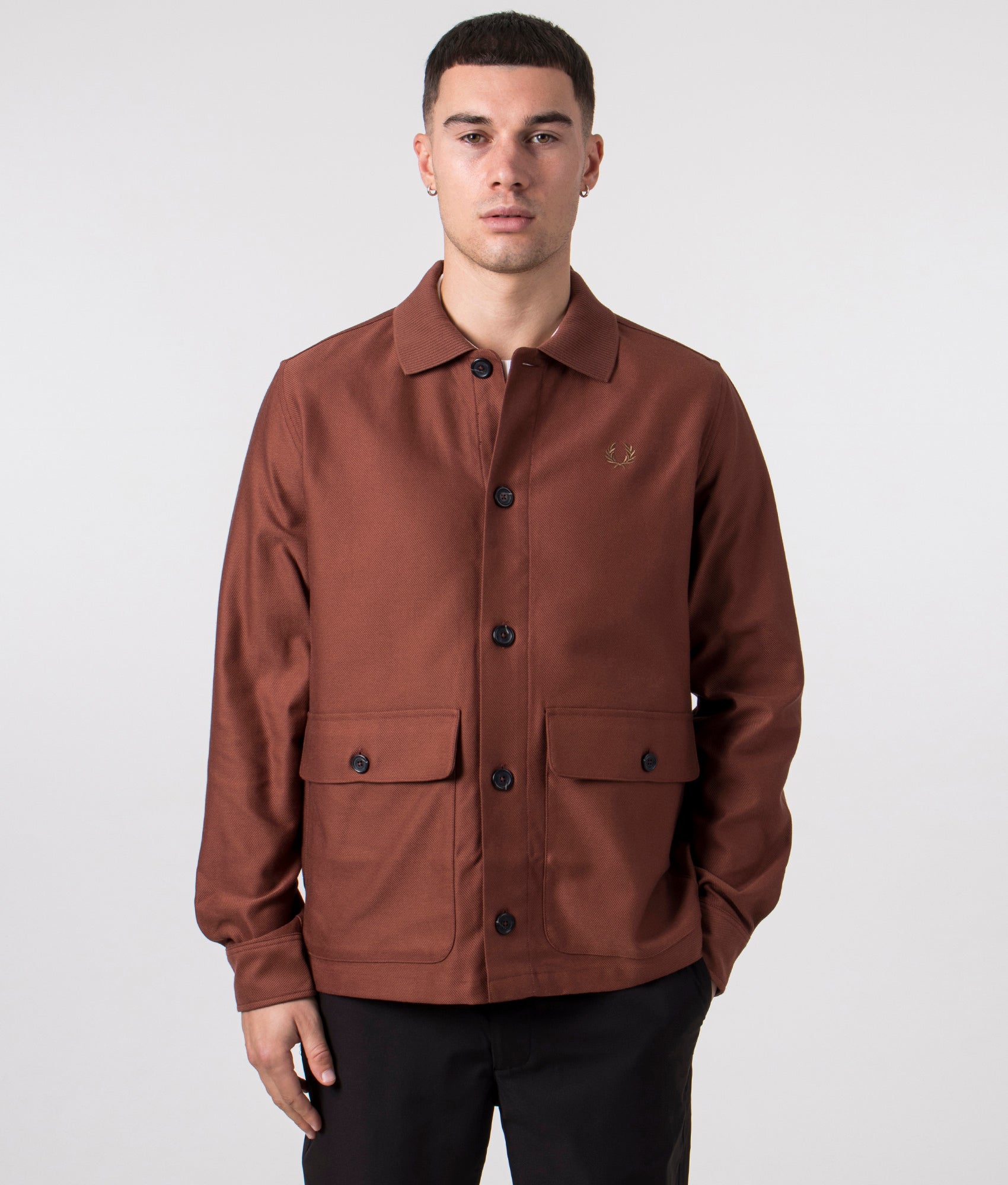 Utility-Pocket-Overshirt-S54-Whisky-Brown-Fred-Perry-EQVVS-Front-Image