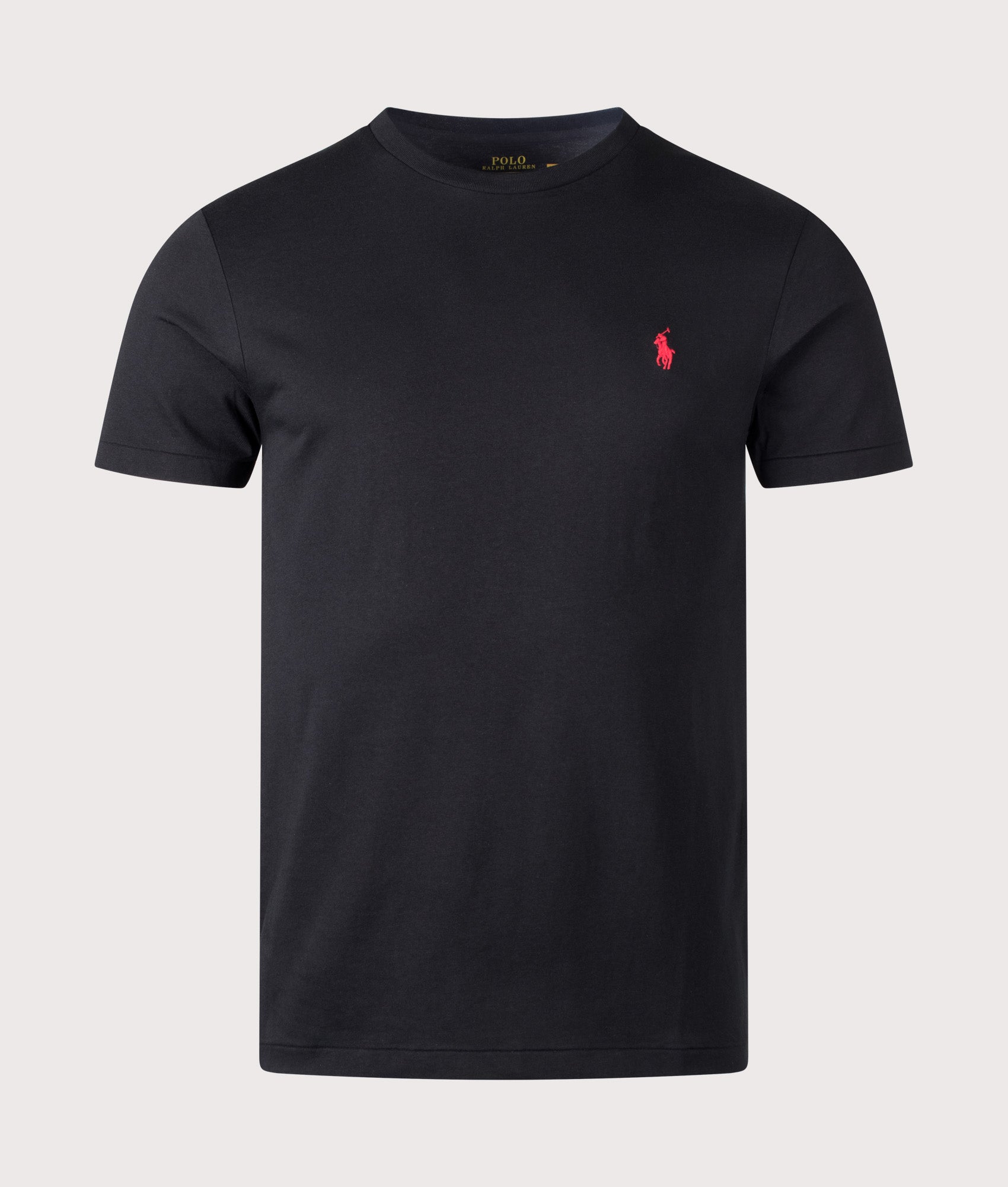 Polo Ralph Lauren Custom Slim Fit T-Shirt in RL Black at EQVVS Menswear. Front shot.