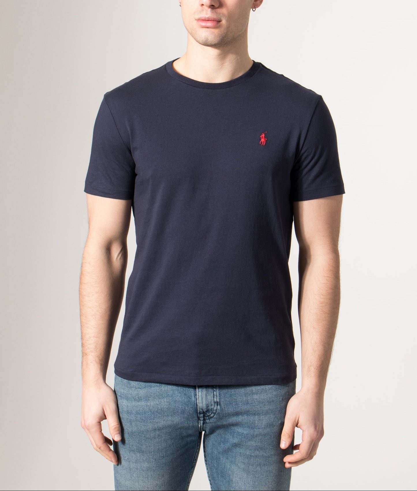 Polo Ralph Lauren Custom Slim Fit T-Shirt in Ink at EQVVS Menswear. Model front shot.