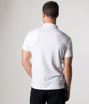 Polo Ralph Lauren Slim Fit Soft Touch Pima Polo Shirt in core 001 White at EQVVS Menswear. Model back shot. 