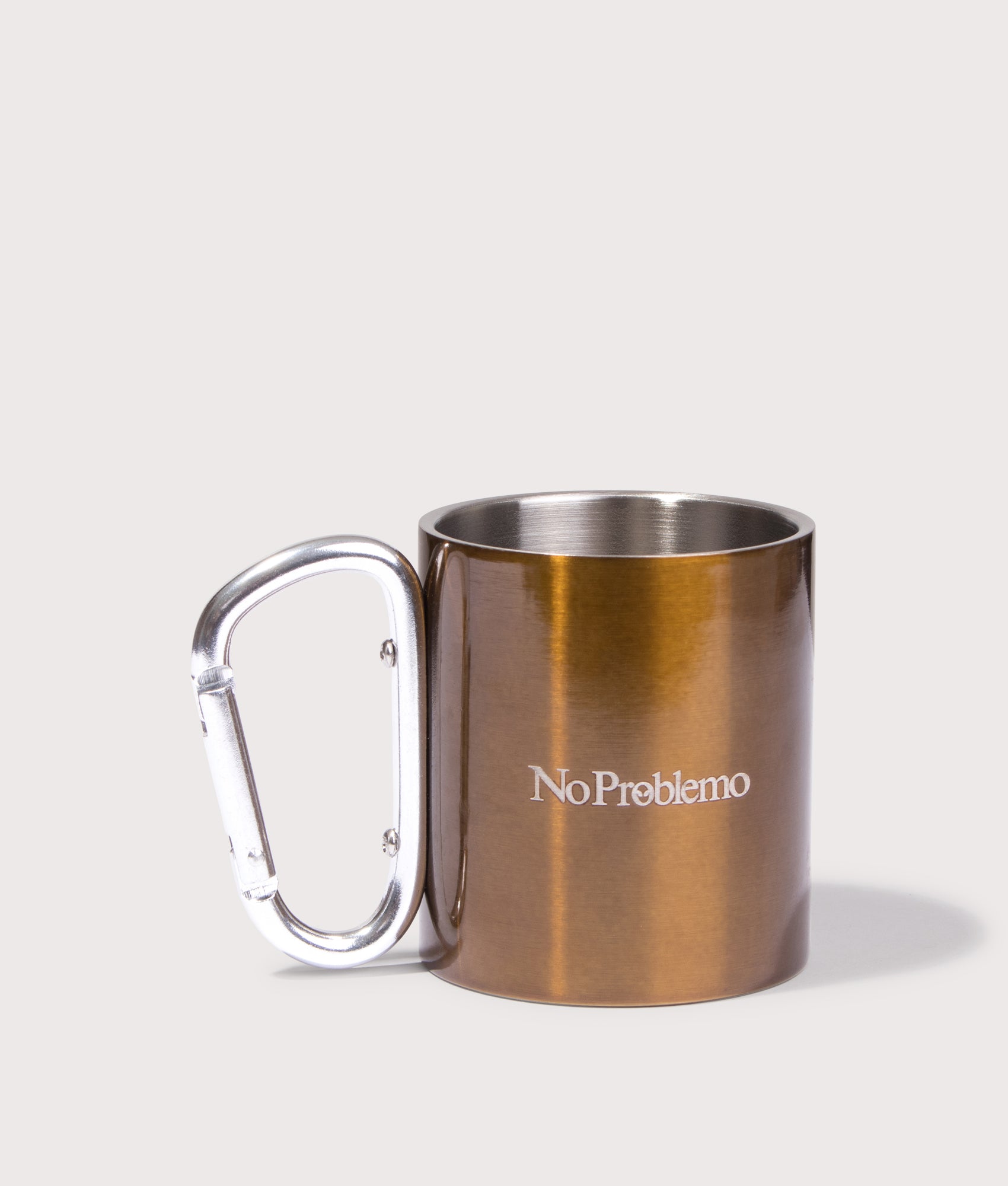 No Problemo Carabiner Mug in Khaki. Stainless steel | No Problemo | Shot at EQVVS | Back shot 