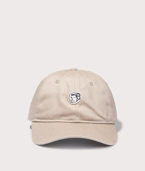 Astro Logo Curved Visor Cap in Beige by Billionaires Boy Club. EQVVS Front Angle Shot.