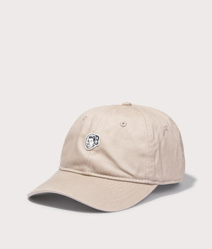 Astro Logo Curved Visor Cap in Beige by Billionaires Boy Club. EQVVS Side Angle Shot.