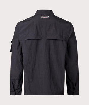 Multi Pocket Overshirt in Black by Billionaires Club. EQVVS Back Angle Shot.