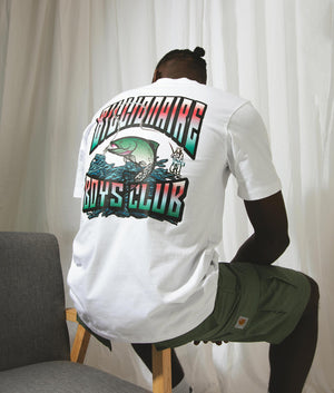 Big Catch T-Shirt in White by Billionaires Boy Club. EQVVS Campaign Shot.