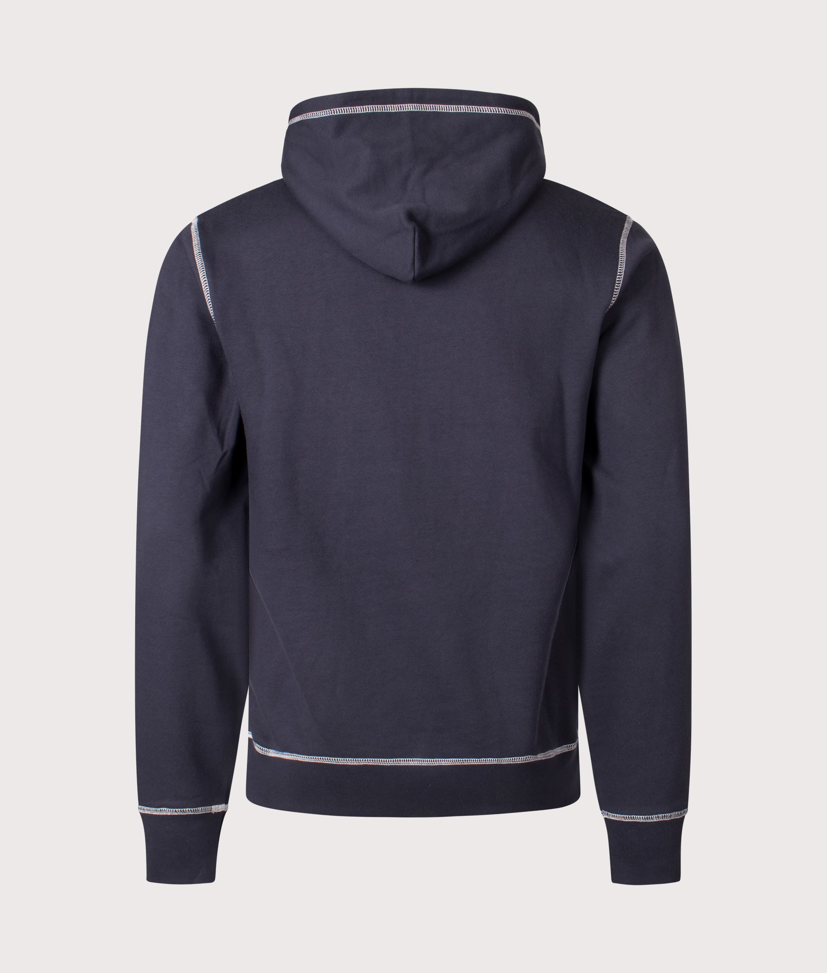 Billionaire Boy's Club Puff Small Arch Logo Contrast Stitch Hoodie in Navy. Shot at EQVVS.  Back shot. 