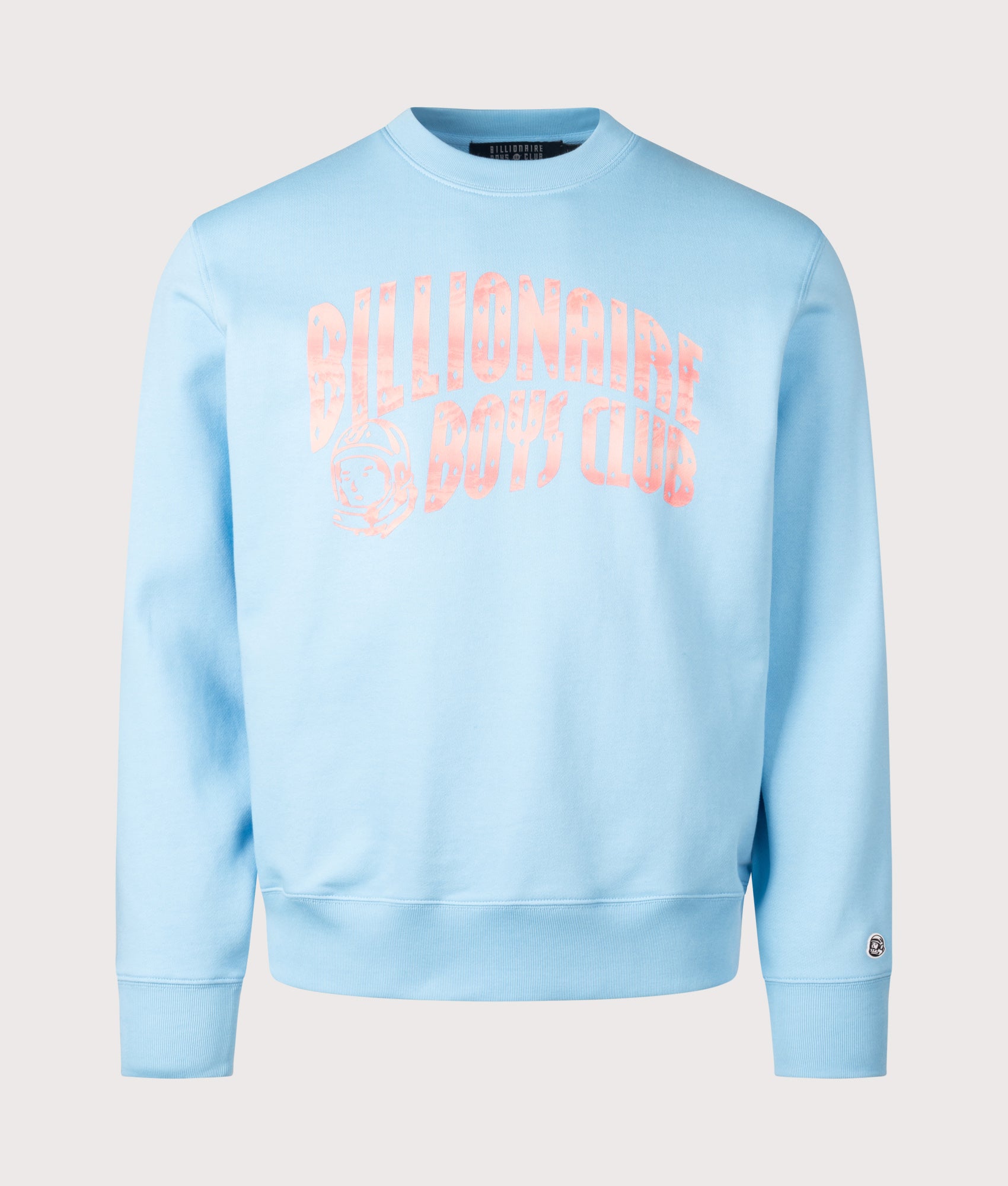 Billionaire Boy's Club Mountain Fill Arch Logo Sweatshirt in Blue. Shot at EQVVS. Front shot.