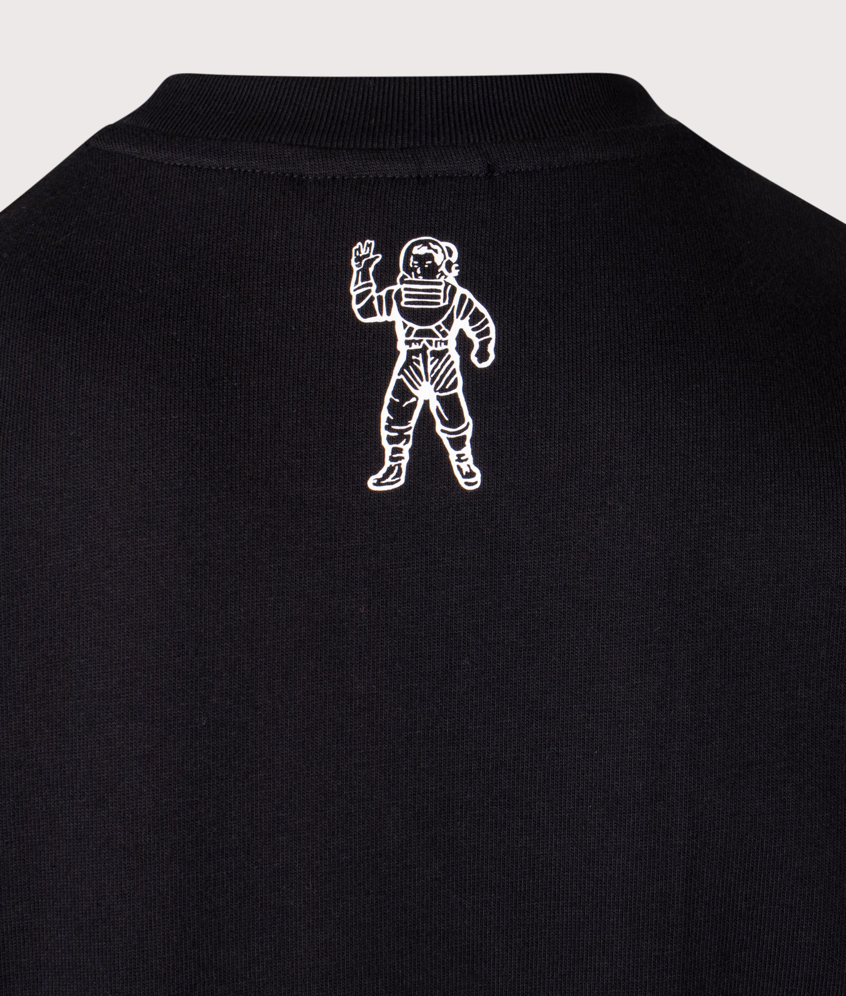 Billionaire Boy's Club Embellished Arch Logo T-Shirt in Black. Shot at EQVVS. Detail shot. 