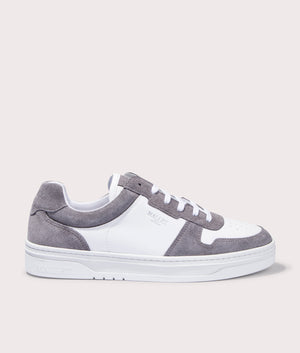 Mallet Bentham Court White Slate Trainers in White & Slate Side Shot at EQVVS