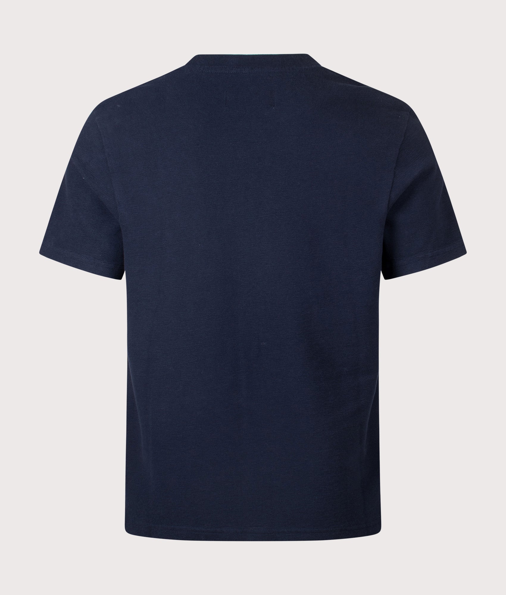 Wax London Dean Short Sleeve T-Shirt in Navy at EQVVS Menswear. Back shot.