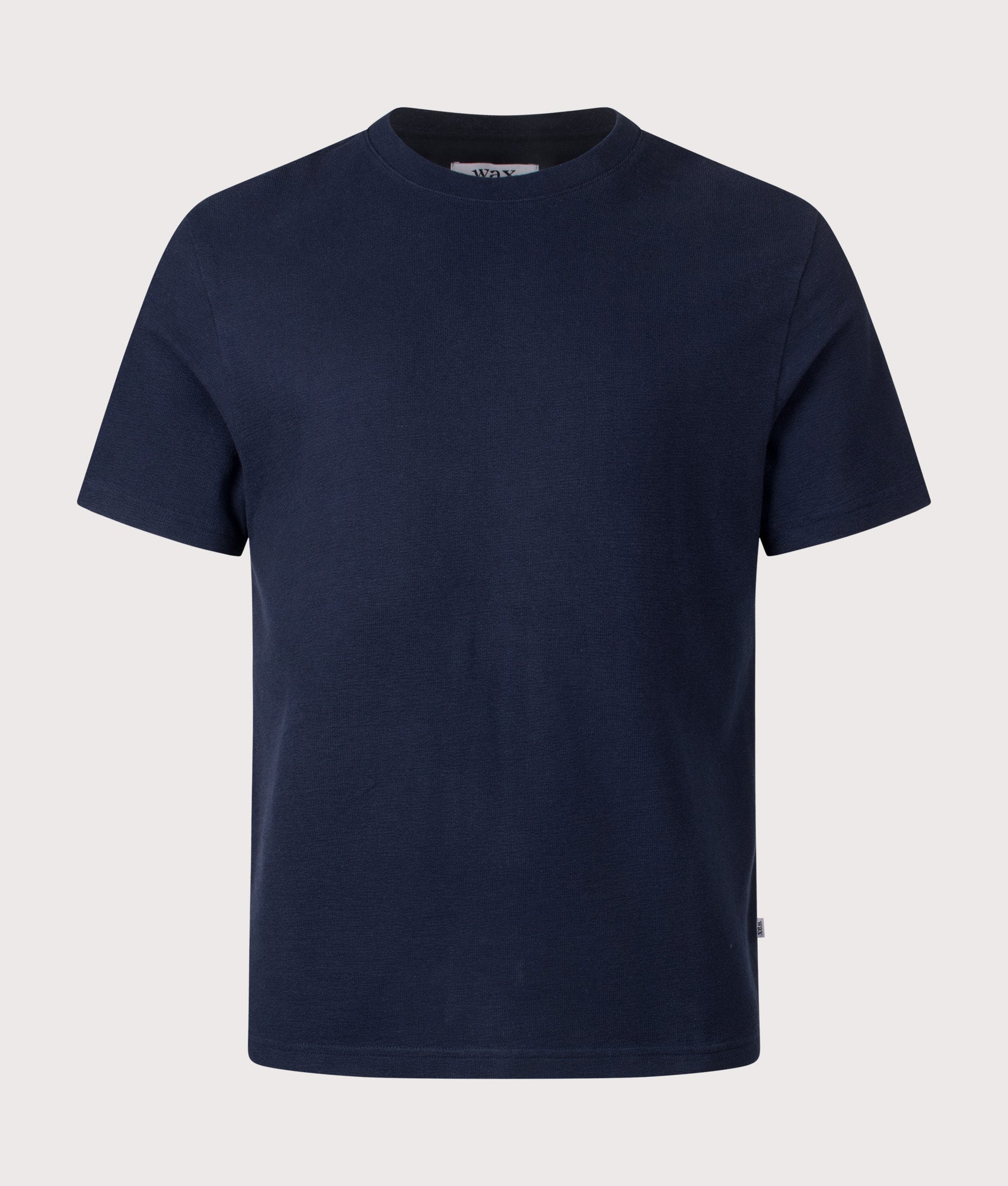 Wax London Dean Short Sleeve T-Shirt in Navy at EQVVS Menswear. Front shot.