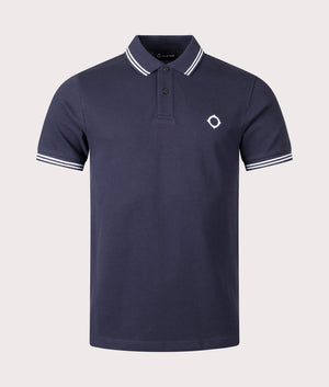 MA.Strum Double Tipped Polo Shirt in Ink Navy, 100% Cotton Front Shot at EQVVS