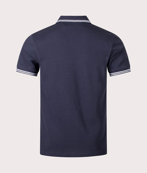 MA.Strum Double Tipped Polo Shirt in Ink Navy, 100% Cotton Back Shot at EQVVS