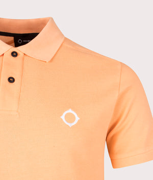 MA.Strum Pique Polo Shirt in Peach, 100% Cotton Detail Shot at EQVVS
