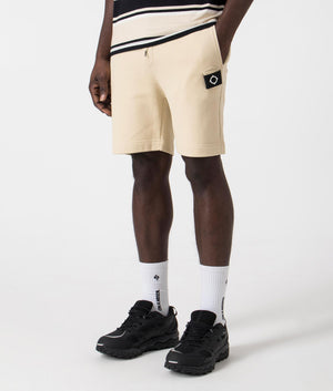 Core Sweat Shorts in Beige by Ma.strum. EQVVS Side Angle Shot.