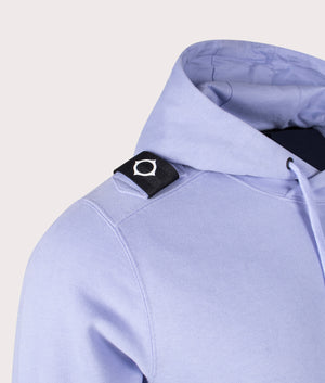 MA.Strum Core Overhead Hoodie in Lavender, 100% Cotton Detail Shot at EQVVS