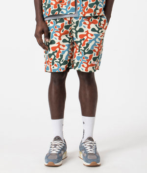 Puerto Shorts in Camo Multi by Parlez. EQVVS Front Angle Shot.