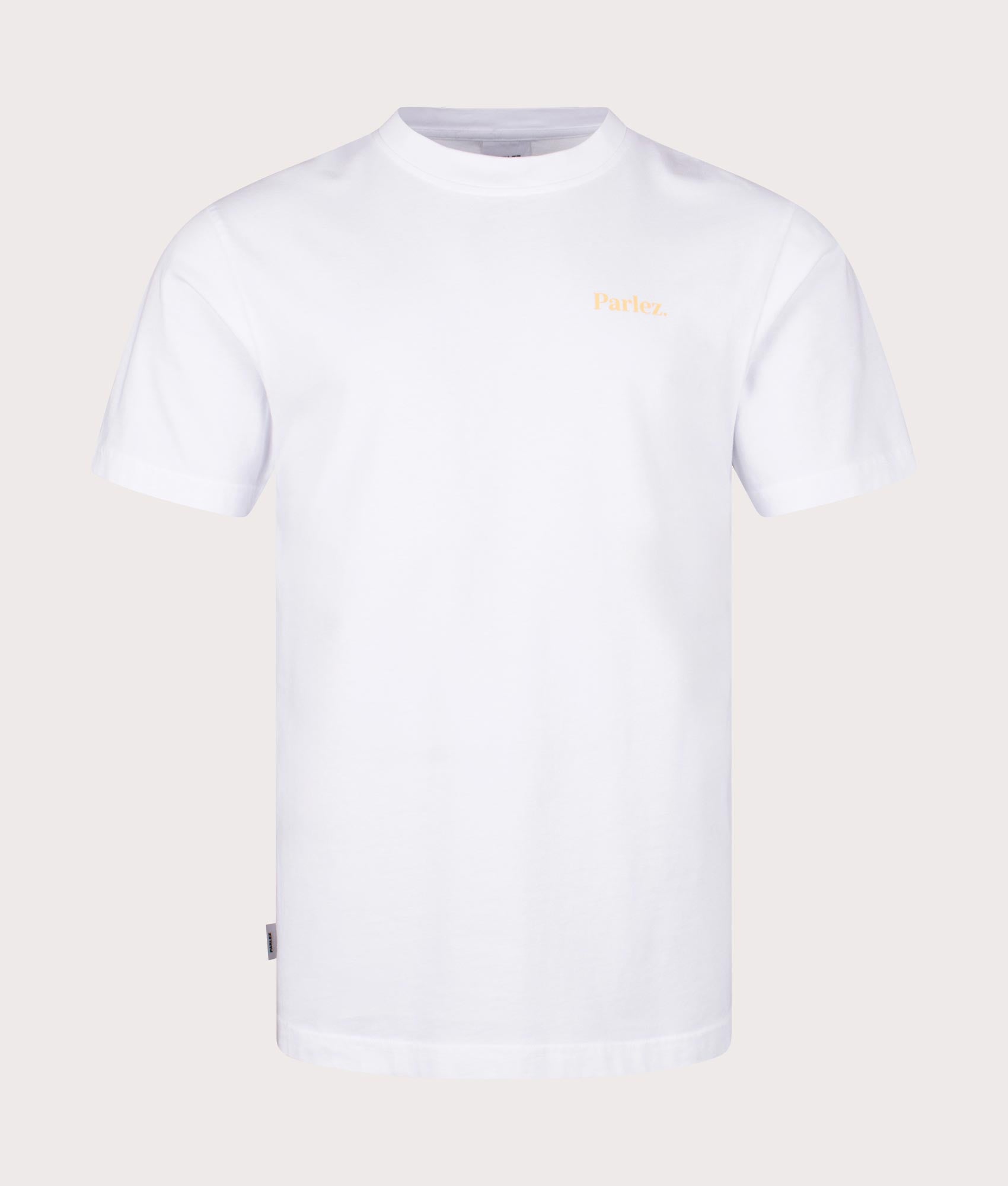 Reefer T-Shirt in White by Parlez. EQVVS Front Angle Shot.