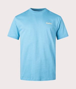 Reefer T-Shirt in Dusty Blue by Parlez. EQVVS Front Angle Shot.