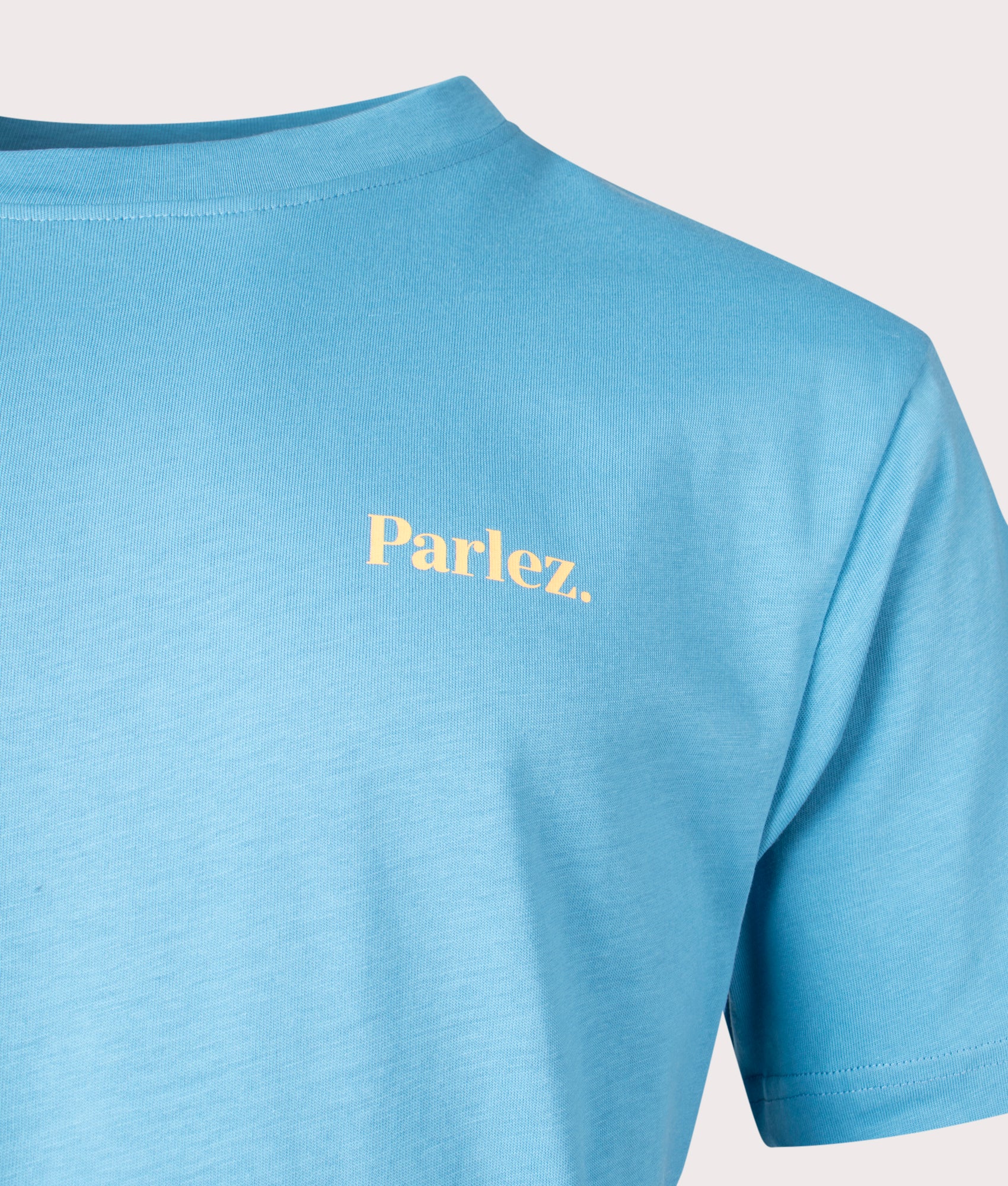 Reefer T-Shirt in Dusty Blue by Parlez. EQVVS Detail Shot.