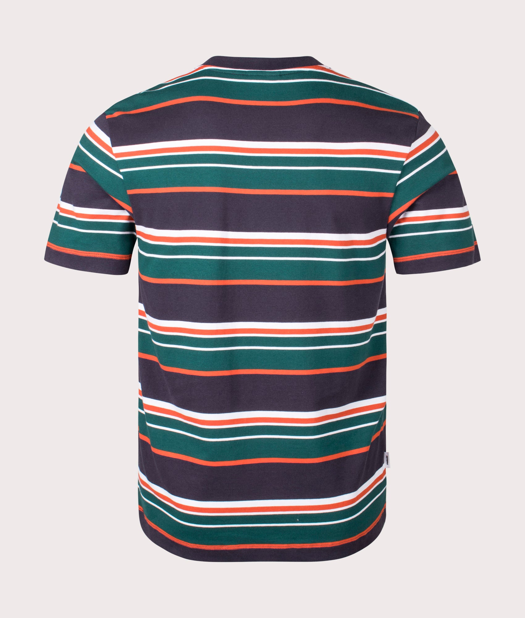 Elche Stripe T-Shirt in Navy by Parlez. EQVVS Back Angle Shot.