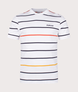 Element Stripe T-Shirt in White by Parlez. EQVVS Front Angle Shot.