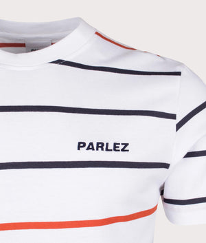 Element Stripe T-Shirt in White by Parlez. EQVVS Detail Shot.