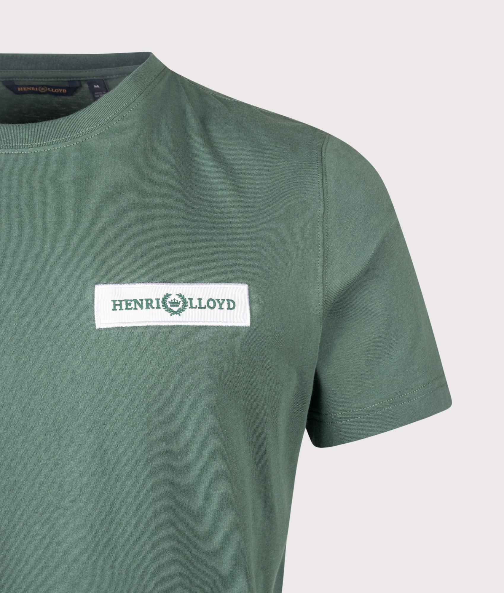 Henri-Lloyd Calshot T-Shirt in Lake Green at EQVVS Menswear. Detail shot.