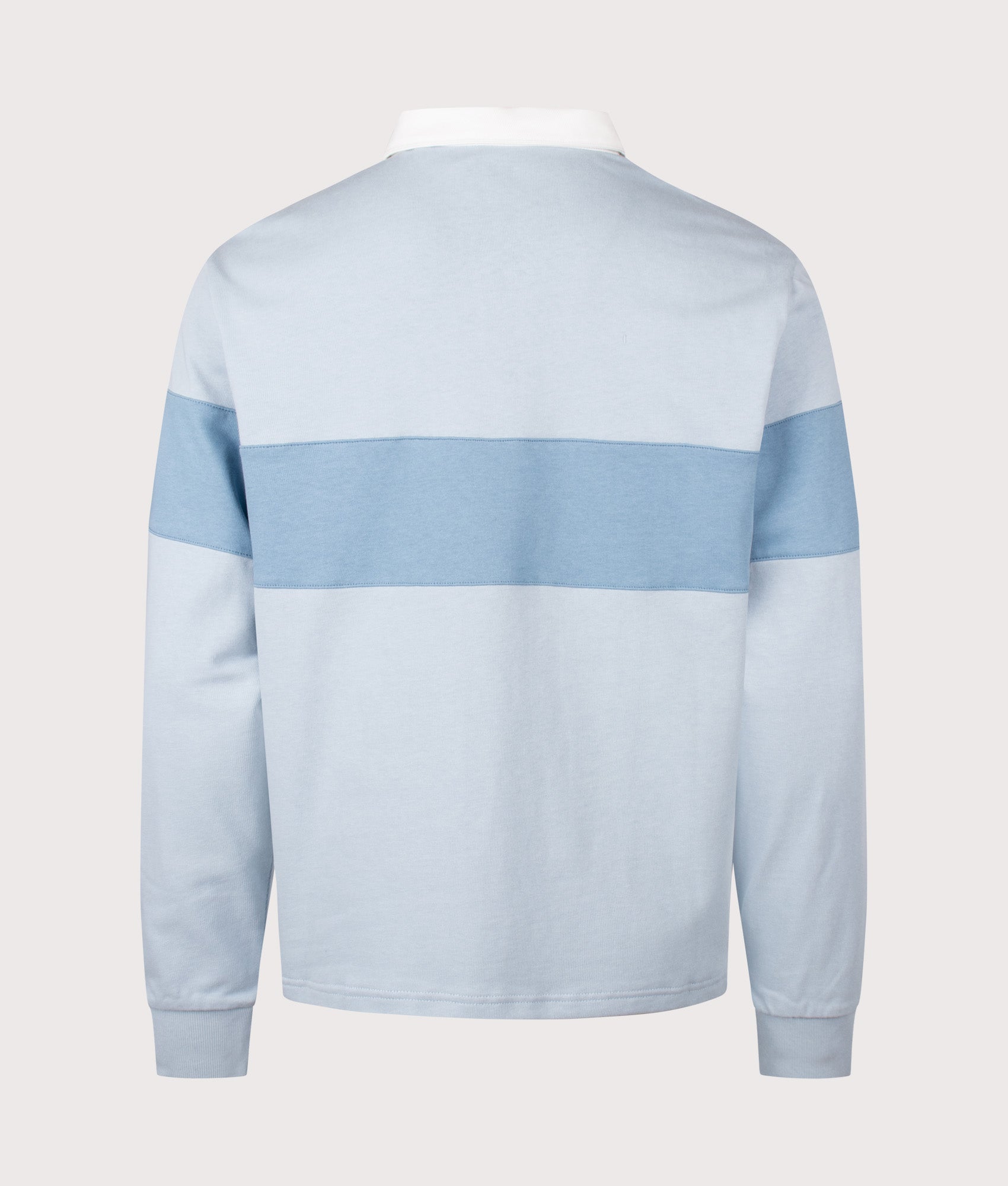 Voyager Rugby Shirt in Fog Blue by Henri-Lloyd. Shot by EQVVS. Back shot.