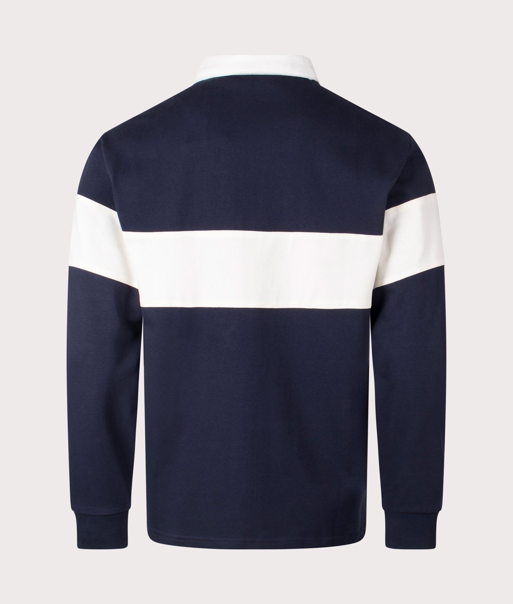 Henri-Lloyd Voyager Rugby Shirt in Navy Blue. Shot at EQVVS. Back Shot