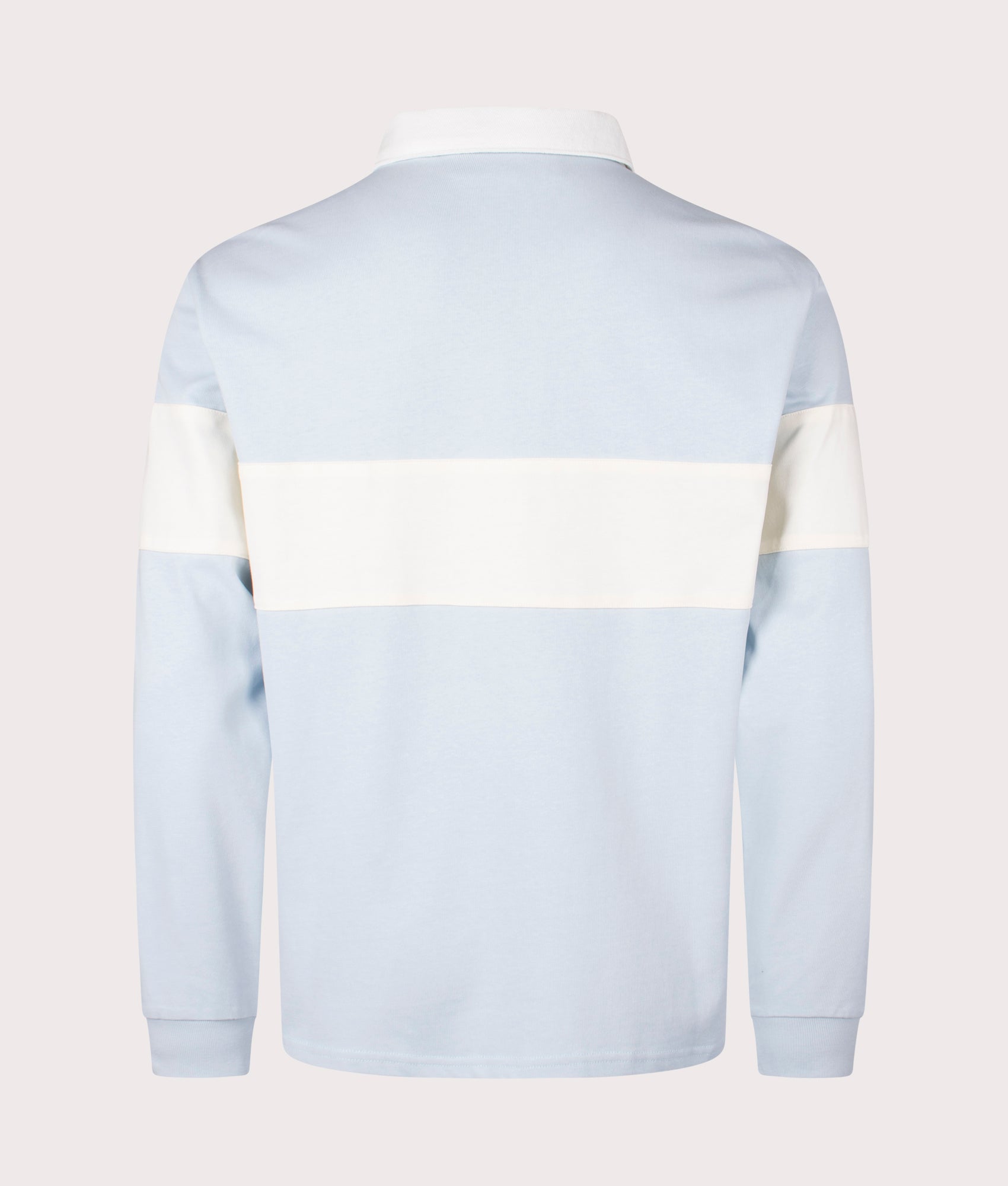 Henri-Lloyd Voyager Rugby Shirt in Sky Blue. Shot at EQVVS. Back shot